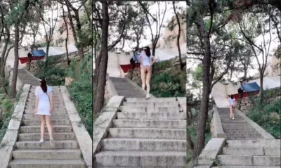 สาวใจกล้าบนบันไดน่าเย็ดมาก