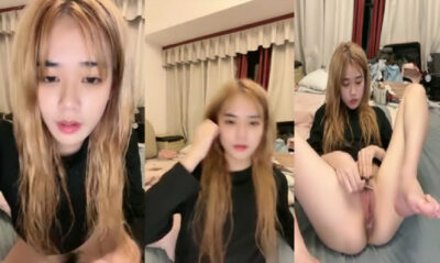 สาวจีนผมทองเธอไลฟ์สดในกลุ่มลับและได้โชว์เล่นกับหีของเธอแบบเสียว