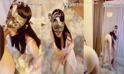สาวสวยจีนใส่หน้ากากและถ่ายคลิปอมควยของแฟนหนุ่มของเธอมาลงกลุ่มลับ