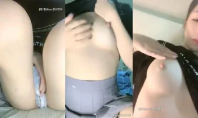 สาวจีนถ่ายคบิปโชว์หน้าอกใหญ่ของเธอก่อนที่จะเล่นกับหีของเธอ