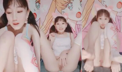 เด็กสาวเธอไลฟ์สดกลุ่มลับของเธอและใส่หูกระต่ายและเล่นกับหีโชว์คนดู